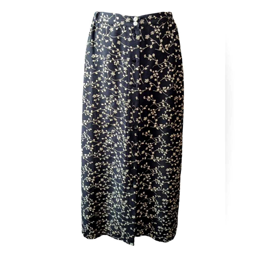 Black Floral Pencil Skirt